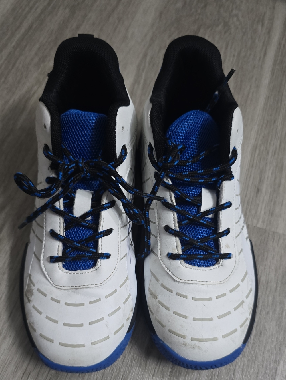 Kids White and Blue Athletic Sneakers